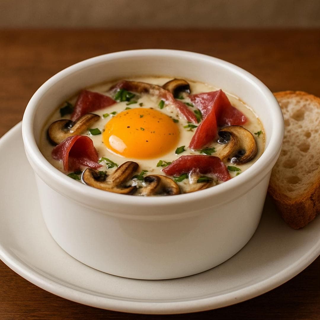 Cocottes aux Champignons et Jambon Cru