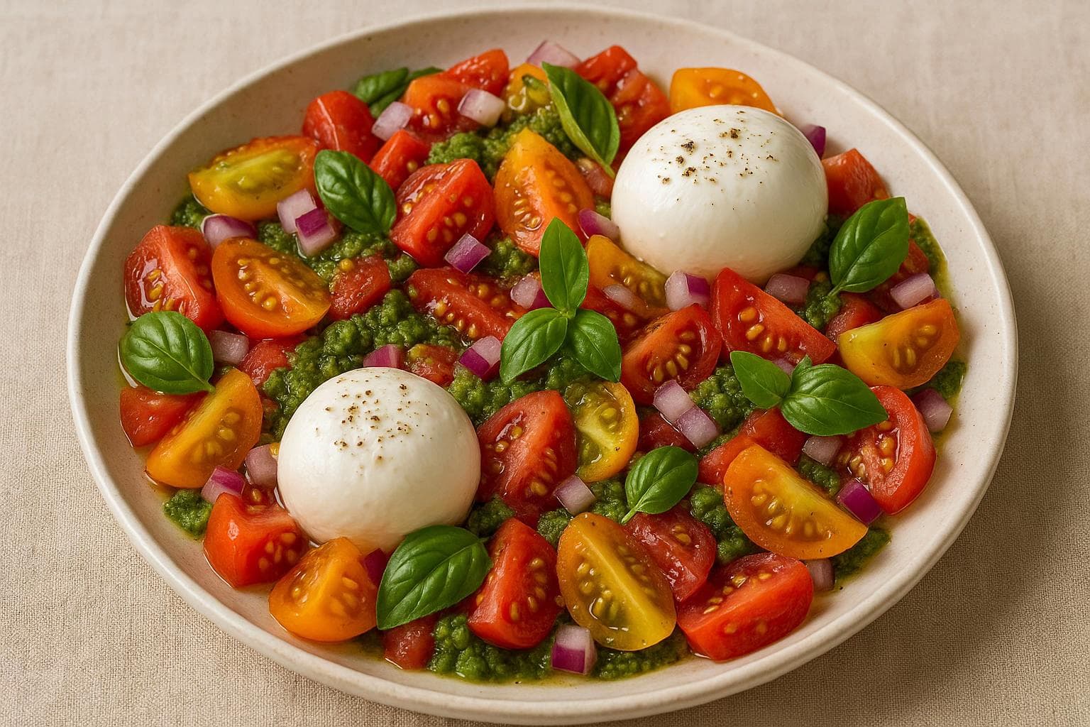 Salade Burrata et Tomates Multicolores