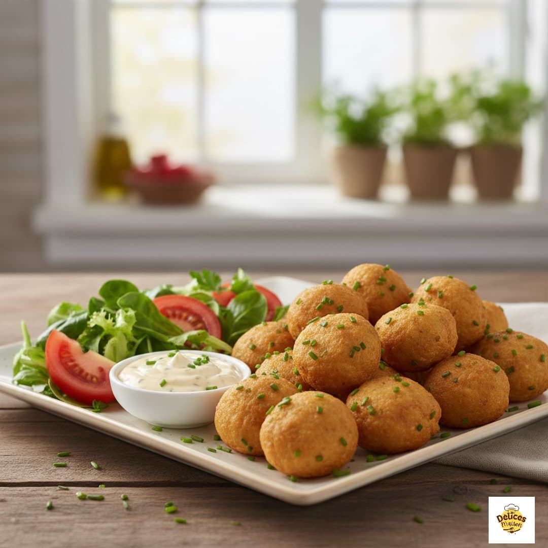 Boulettes de Poulet Dorées & Mayonnaise Citronnée aux Herbes