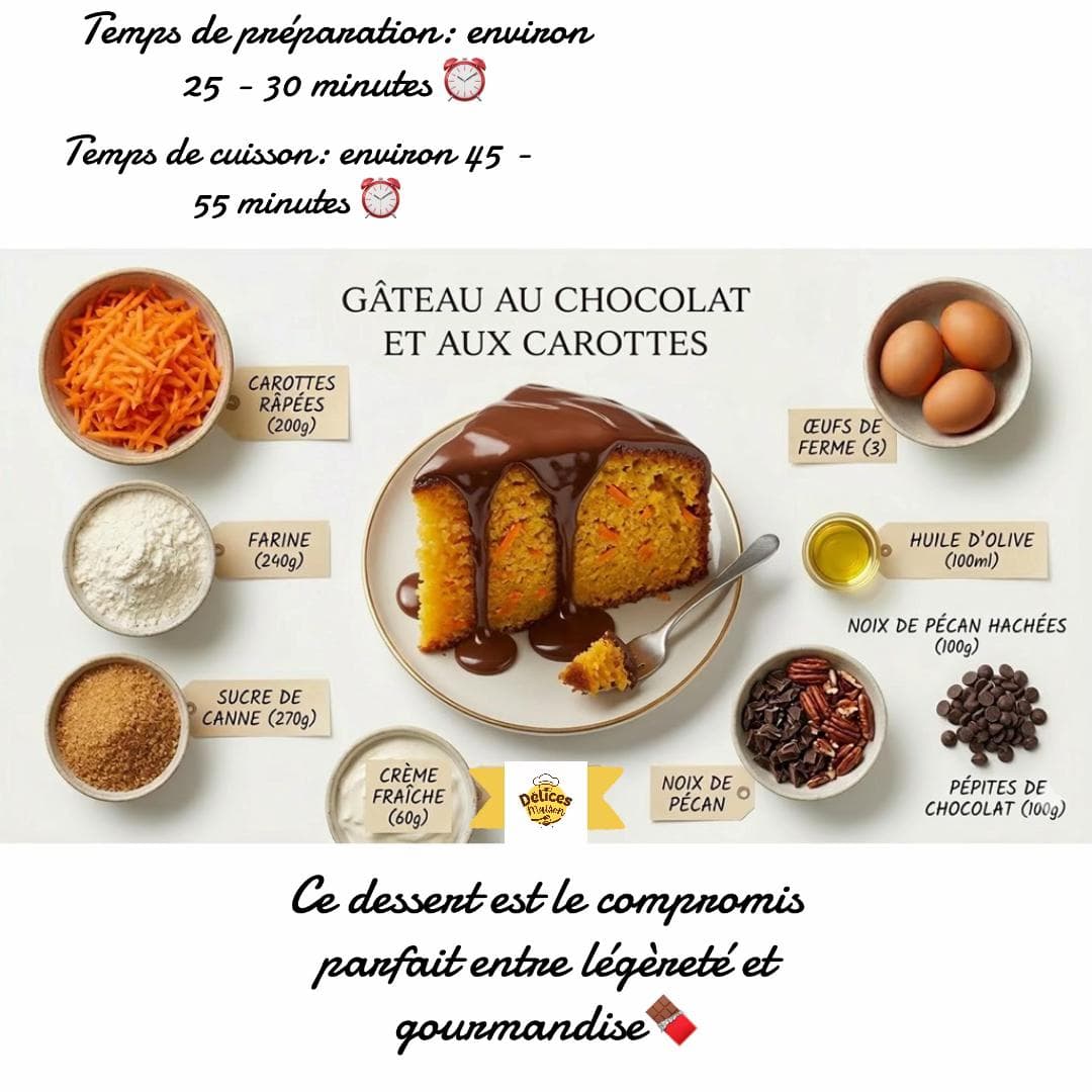 Gâteau Moelleux Chocolat & Carottes aux Noix de Pécan