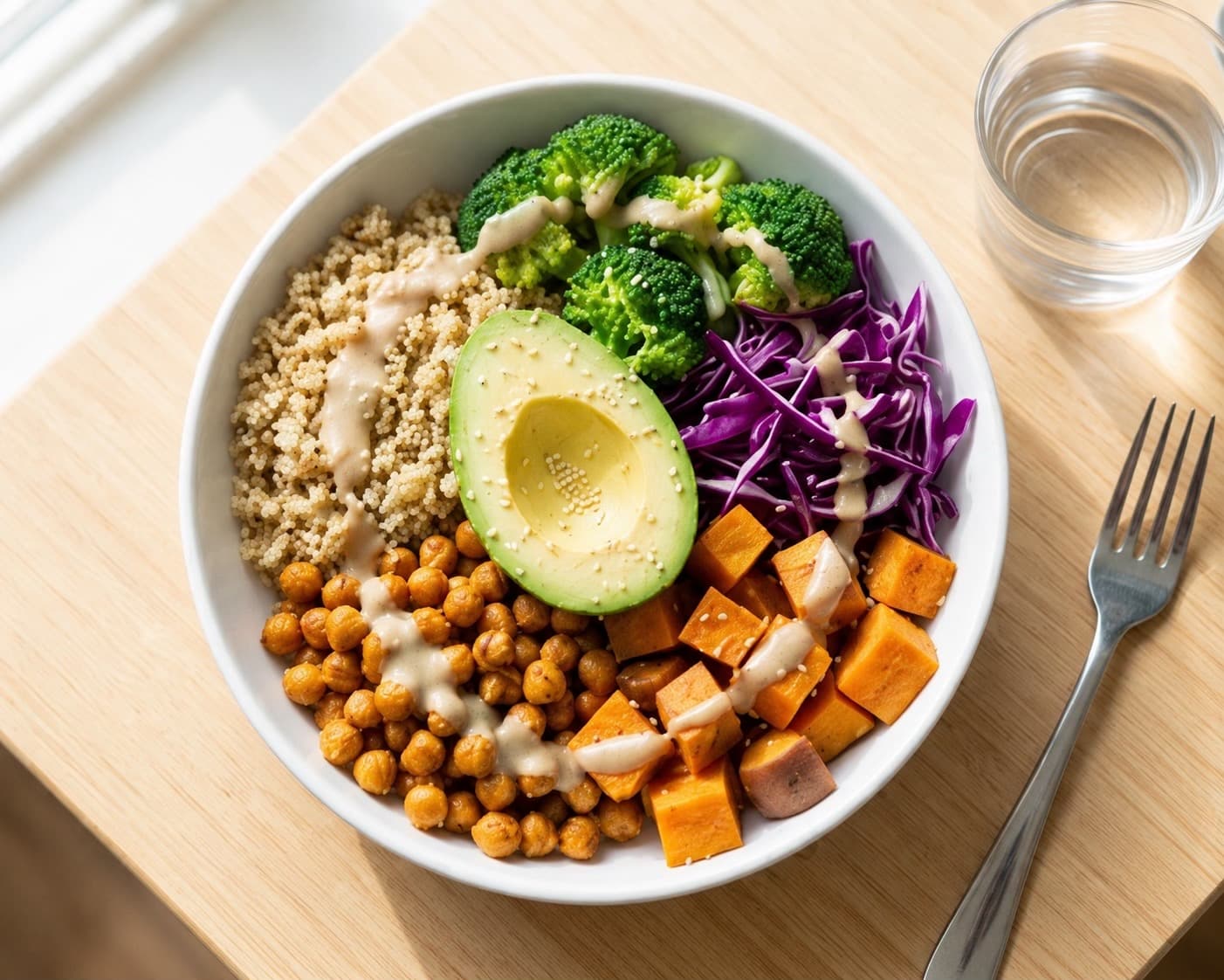 Buddha Bowl Quinoa & Pois Chiches Rôtis au Tahini