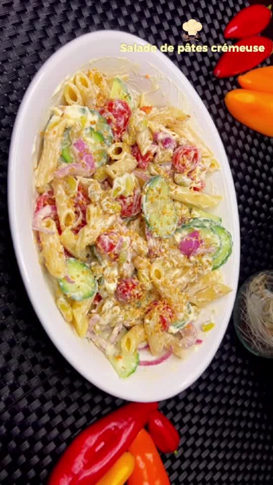 Salade de Penne Crémeuse au Fromage Frais et Légumes Croquants