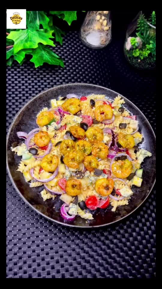 Salade de Pâtes aux Crevettes et Ananas - Sauce Crémeuse Citron