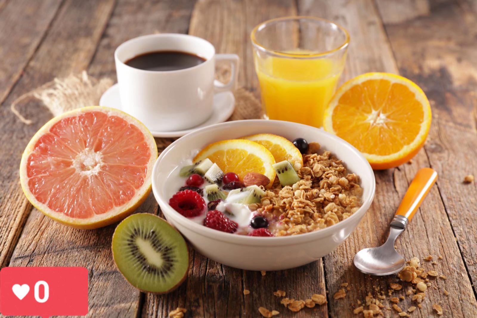 A Healthy Breakfast with Citrus Fruits and Yogurt
