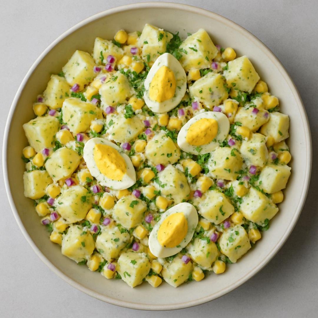Ensalada de Papas con Huevo y Maíz