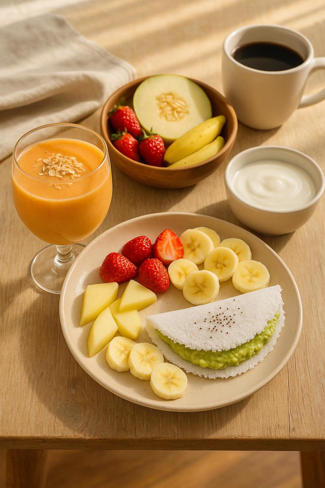 Smoothie tropical à base de papaye, banane et melon