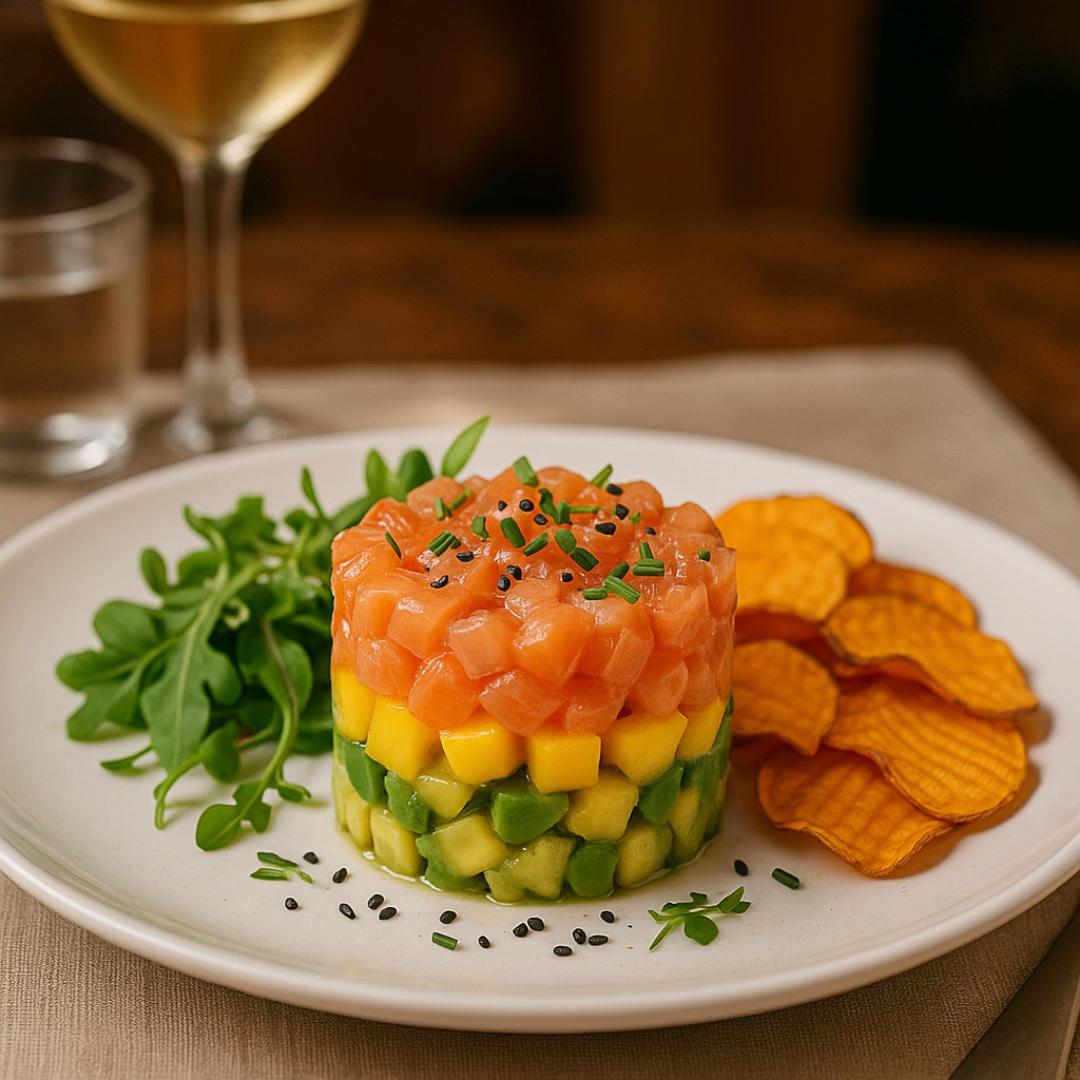 Fresh Salmon, Mango, and Avocado Tartare