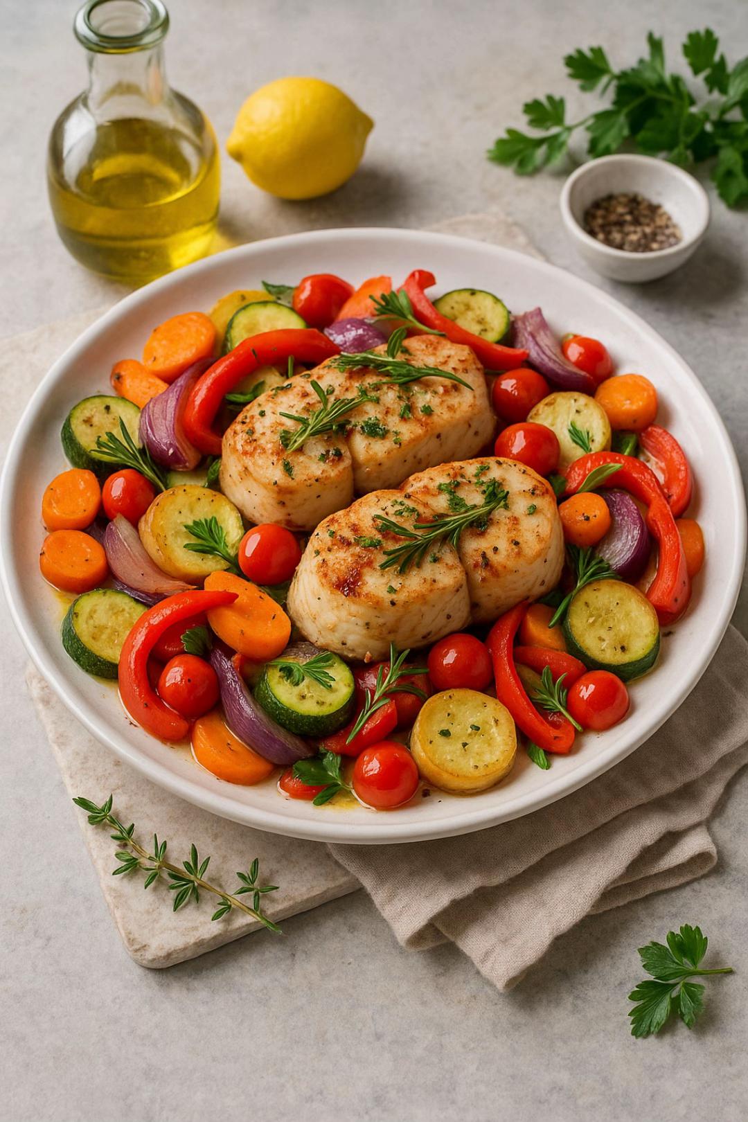 Filet de Cabillaud aux Légumes Grillés