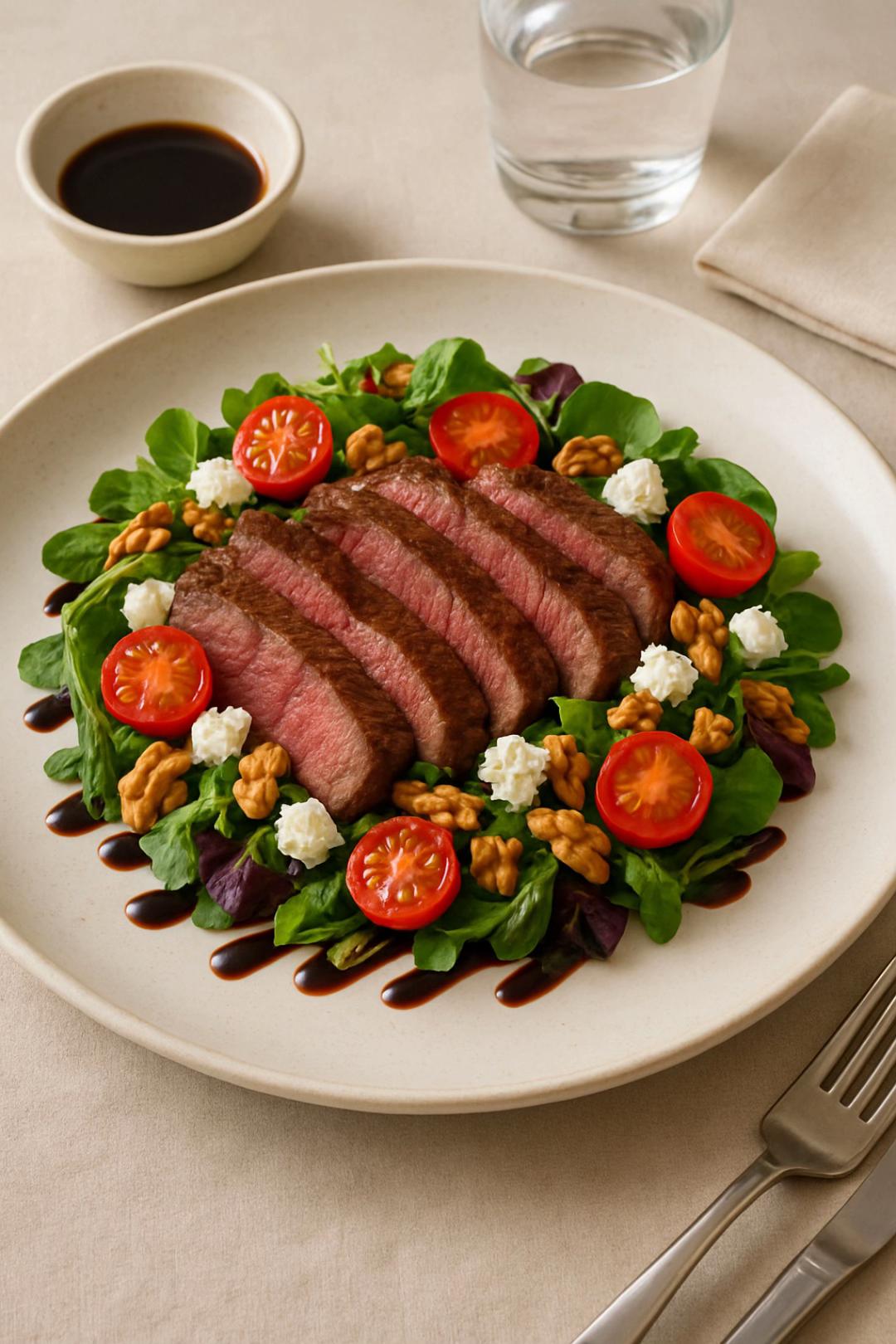 Filet Mignon Salad with Balsamic Reduction