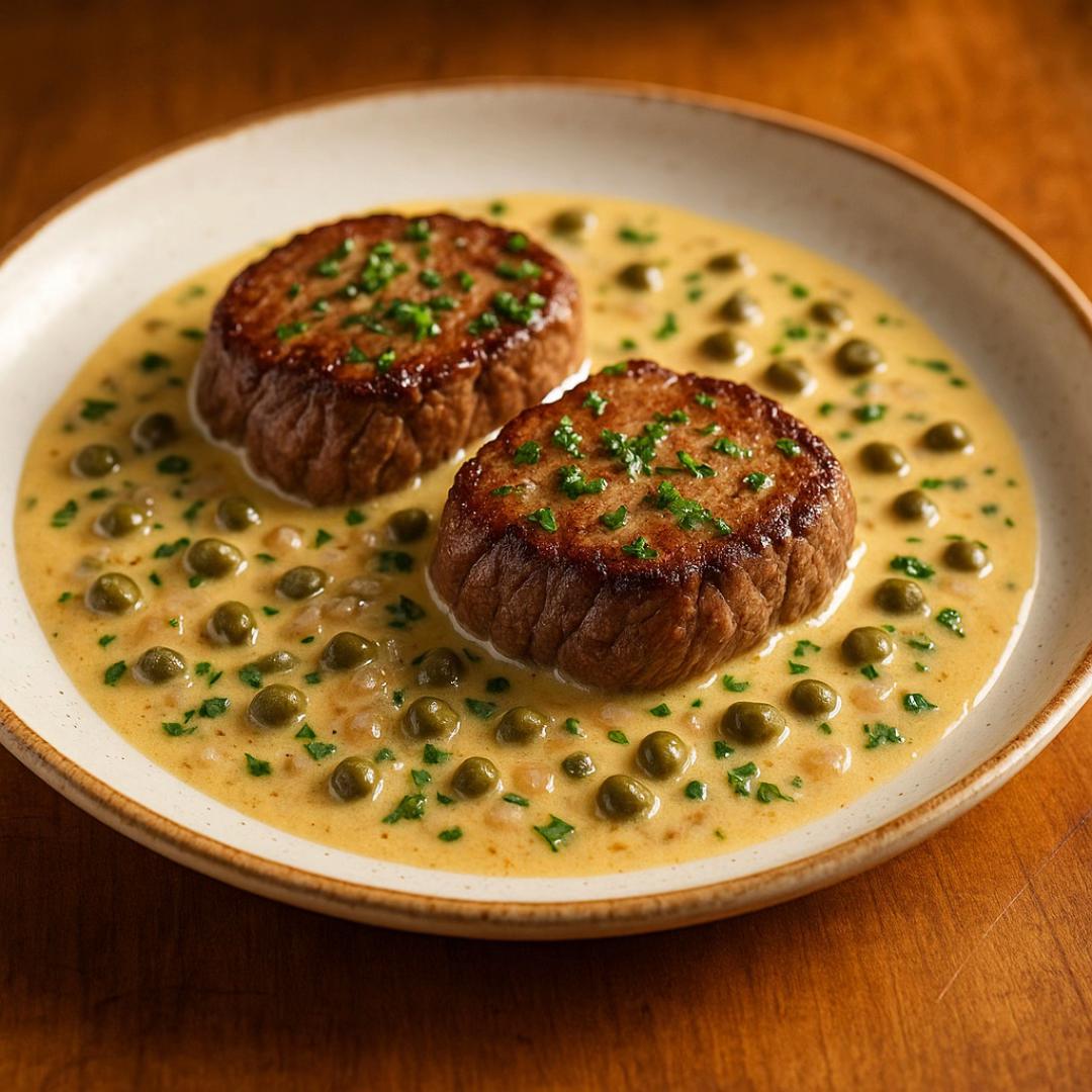 Pan-Seared Beef Escalopes with Caper Sauce