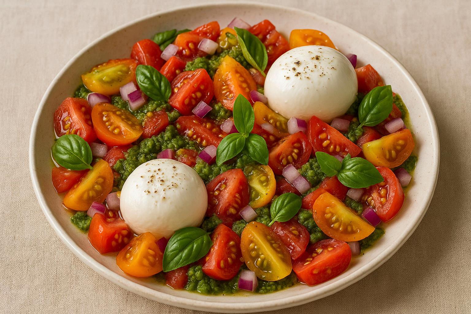 Salade Burrata et Tomates Multicolores