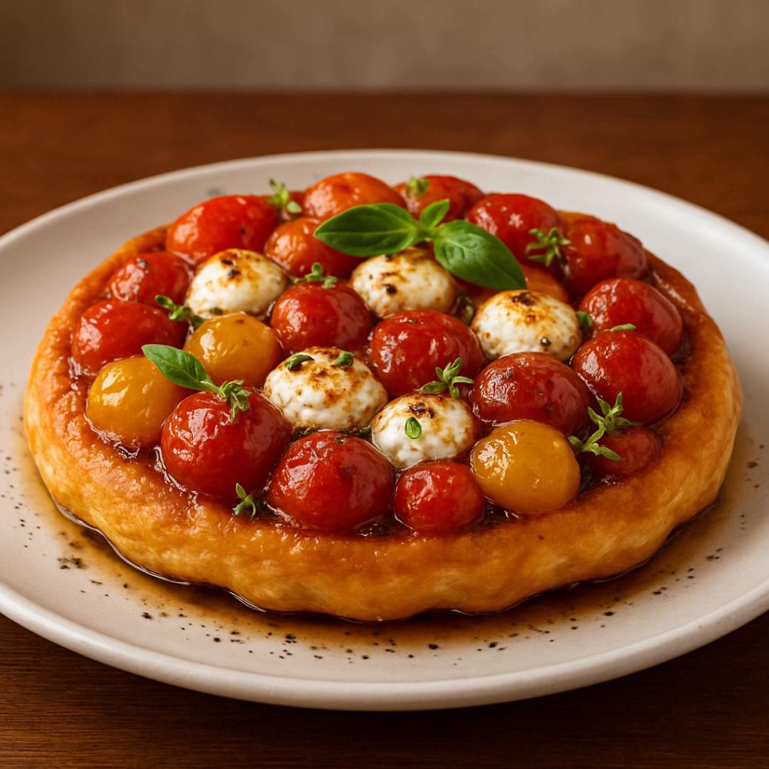 Torta de Tomates Cereja e Queijo de Cabrito