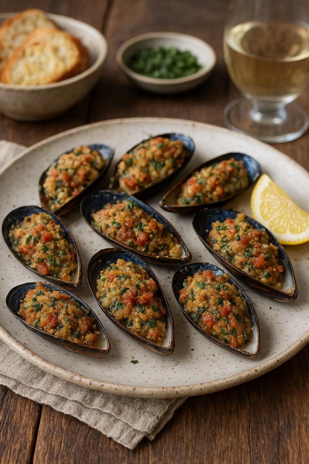 Baked Mussels with Parmesan