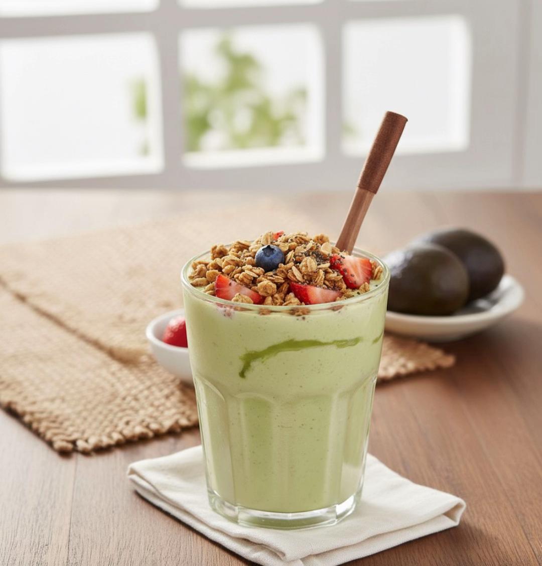 Smoothie à l'avocat et granola croquant