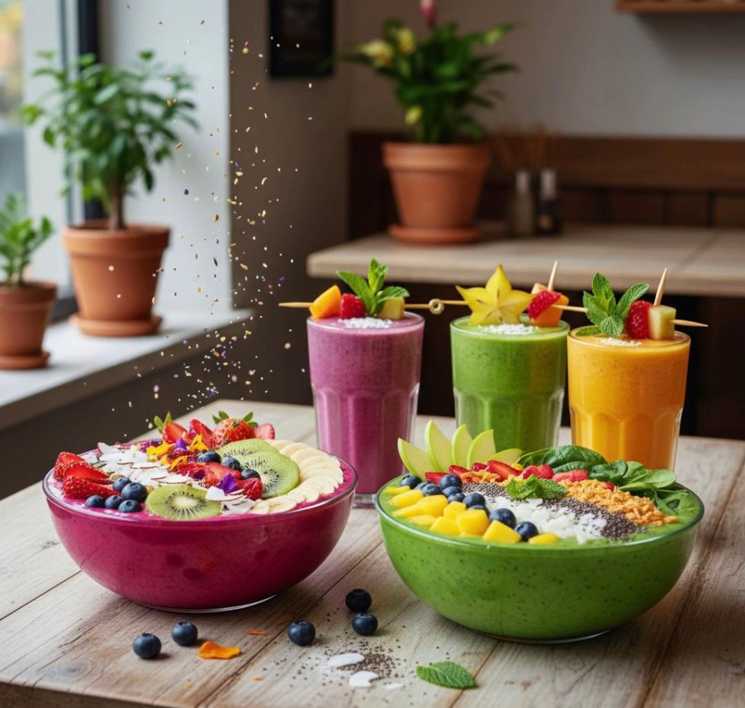 Smoothies et Bols de Fruits Colorés