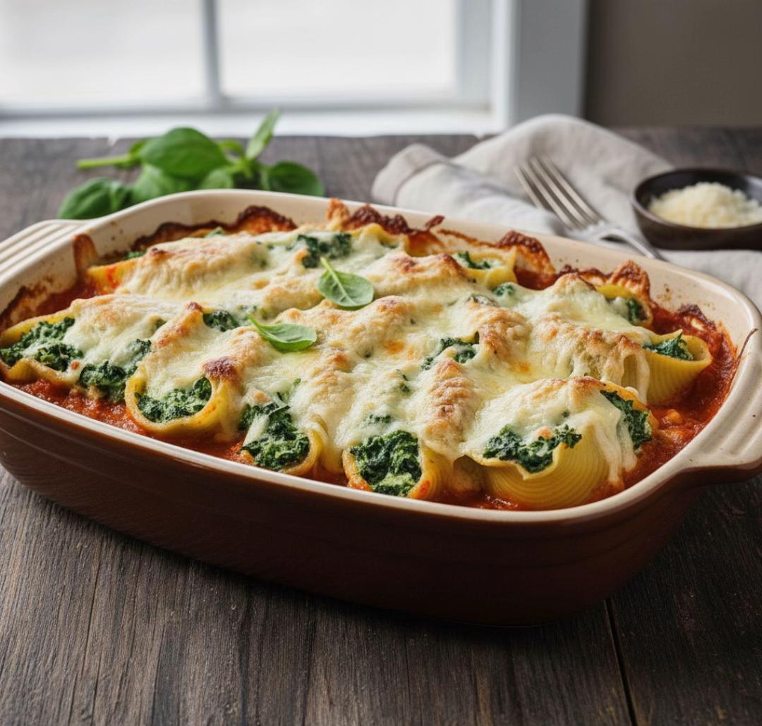 Spinach and Ricotta Stuffed Conchiglie