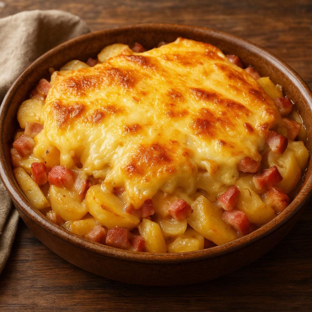 Gratinado de Batata com Bacon e Queijo