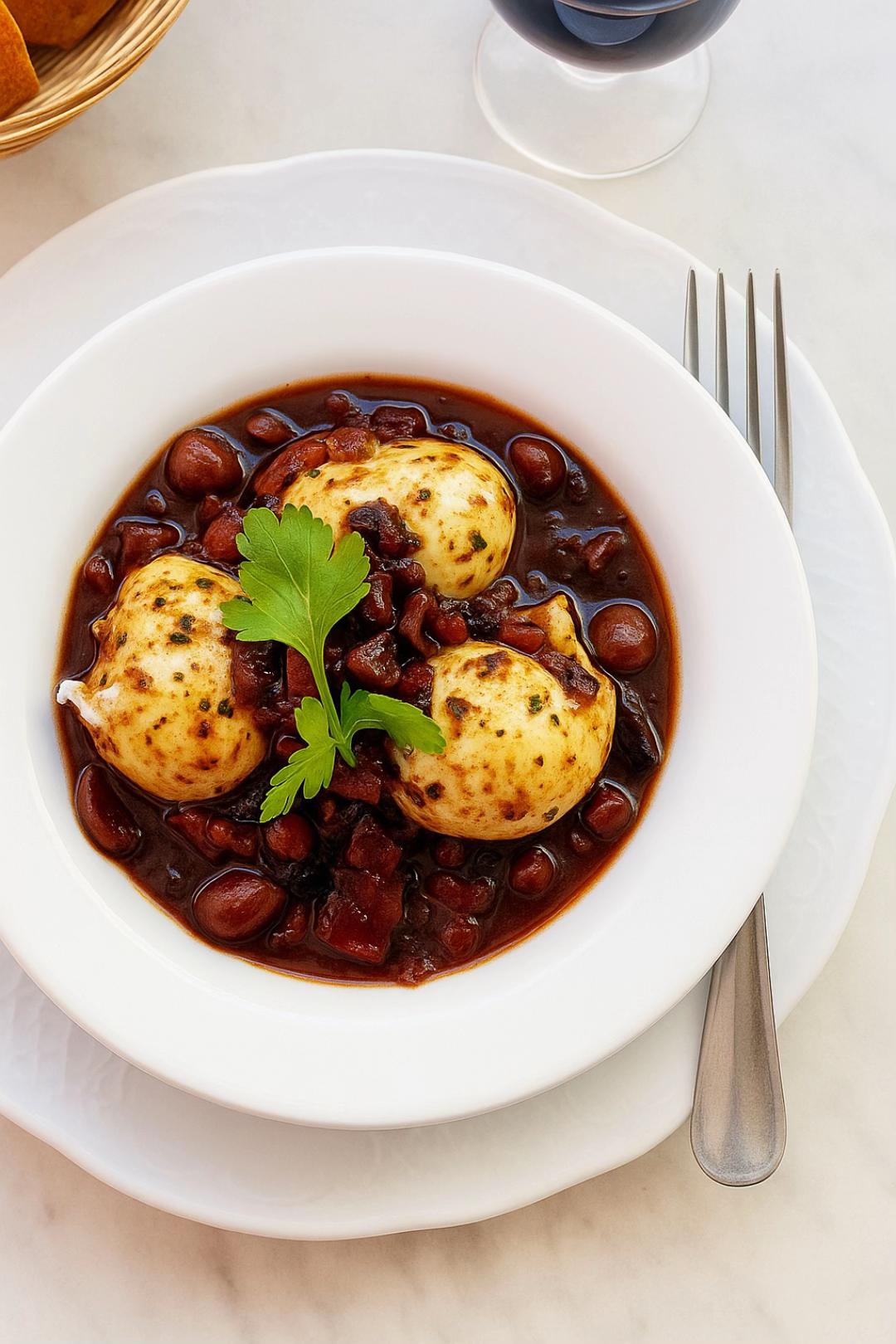 Poached Eggs in Red Wine Sauce