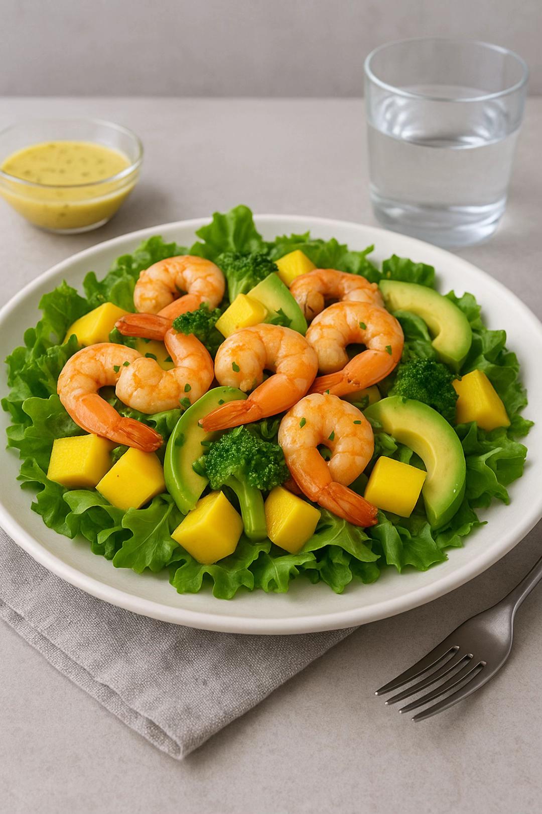 Salada de Camarão, Manga e Abacate