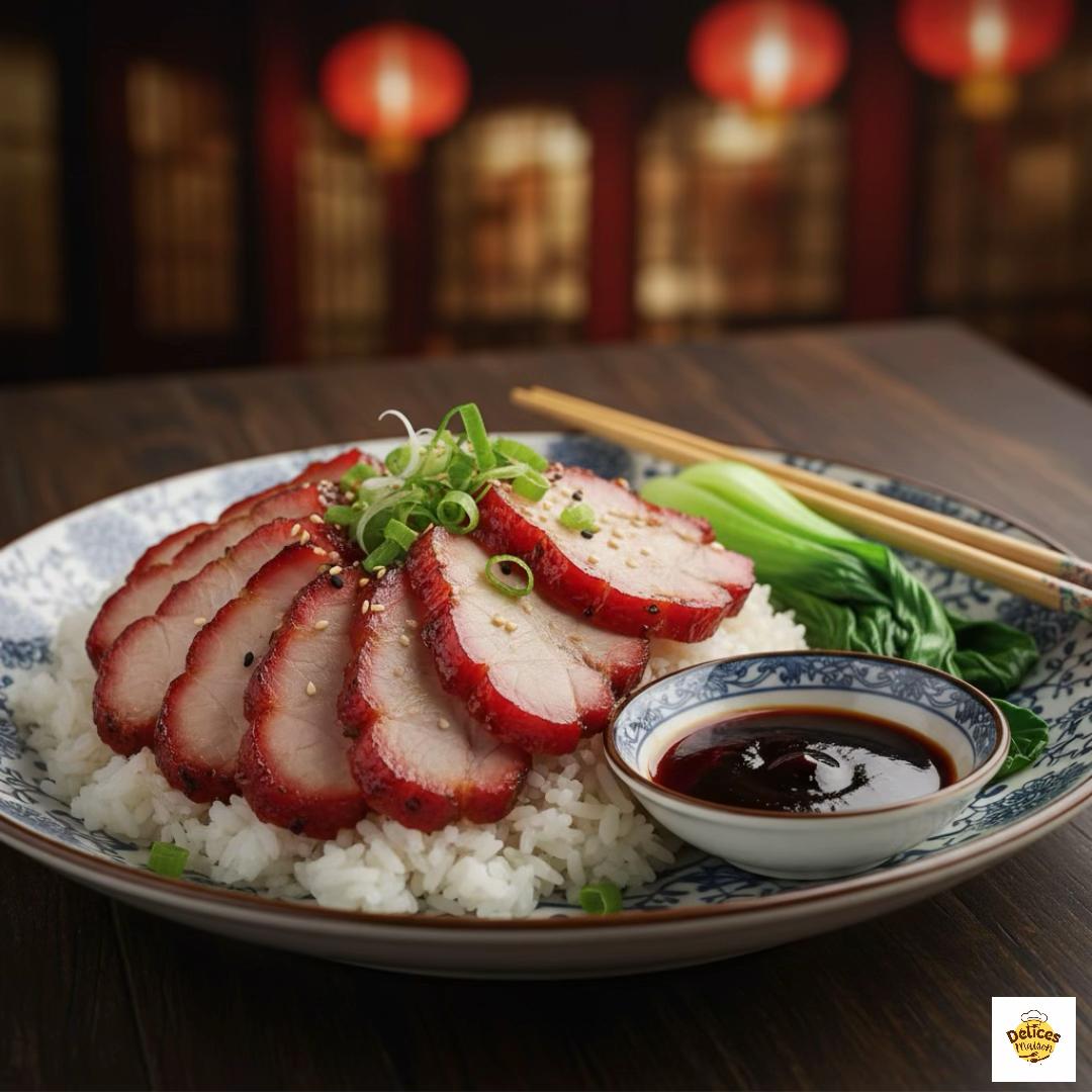 Porc fumé asiatique au riz et légumes sautés