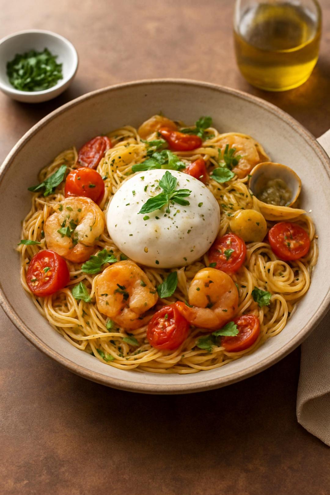 Capellini aux Crevettes et Tomates Cerises