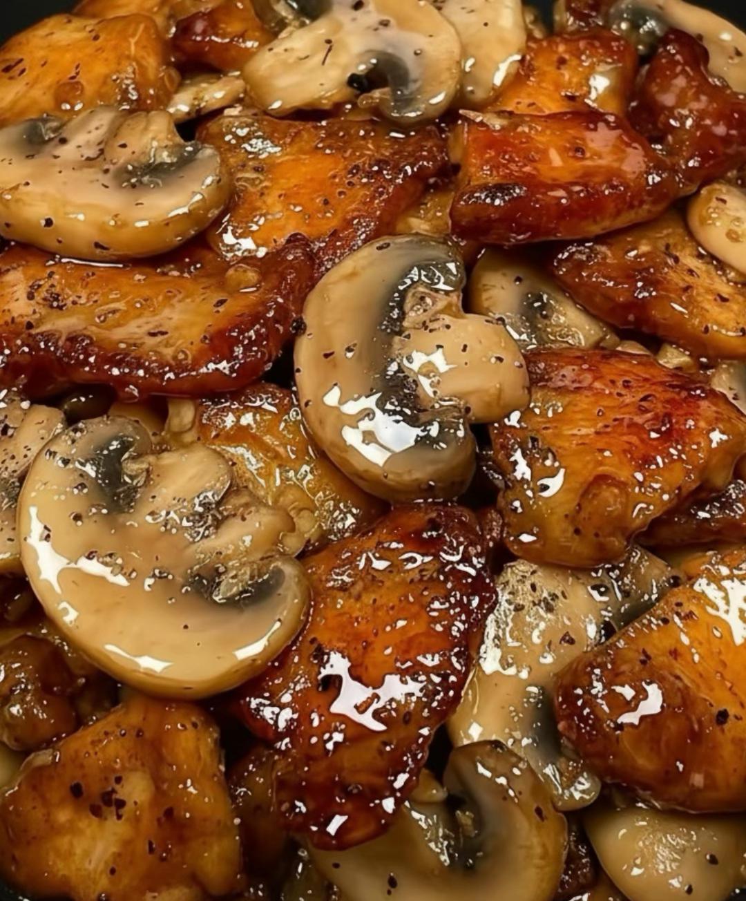 Poulet au miel et sauce soja avec champignons