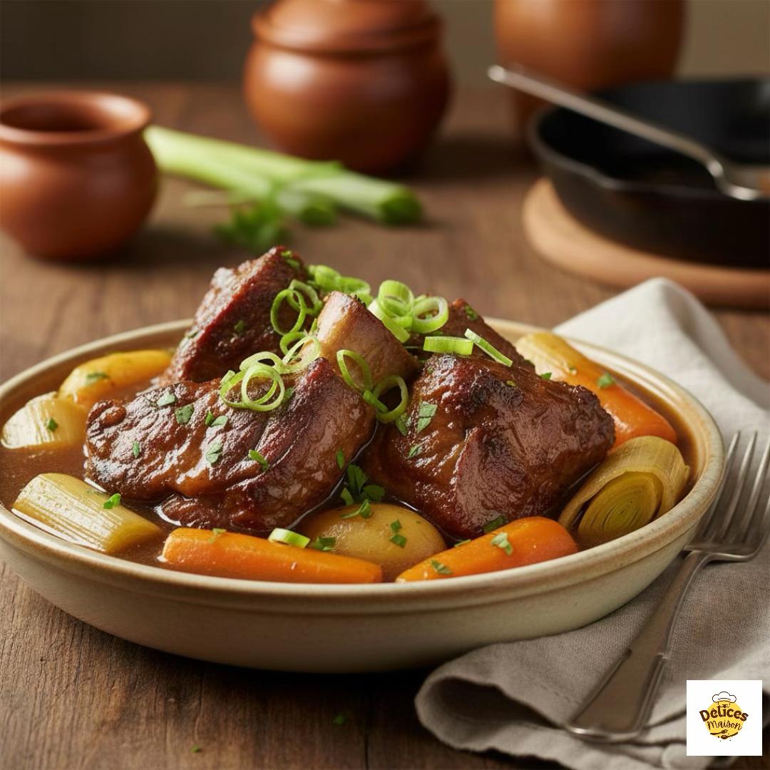 Slow-Cooked Beef Rib with Vegetables