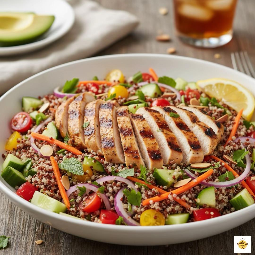 Colorful Quinoa and Grilled Chicken Salad