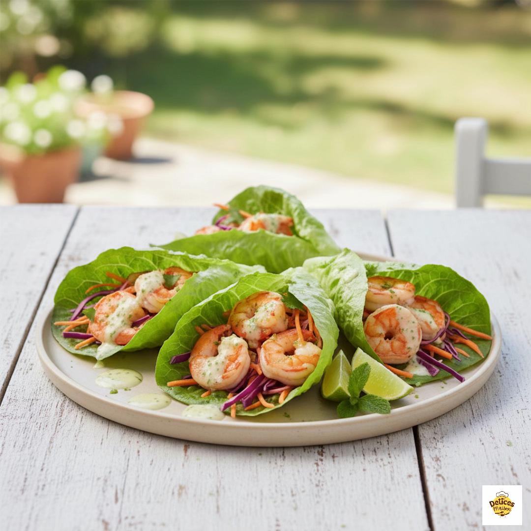 Wraps de Laitue aux Crevettes Sautées