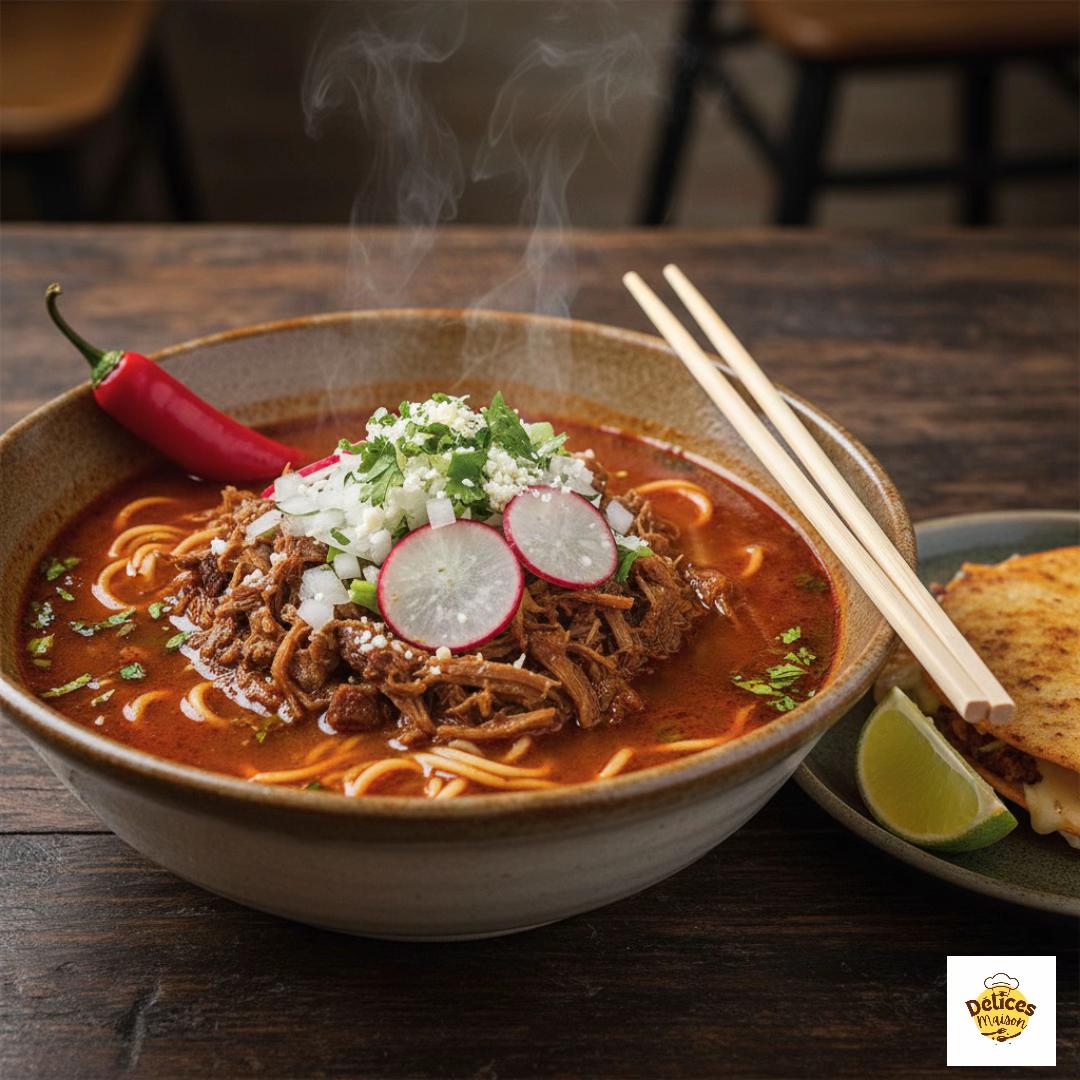Ramen Japonais à la Sauce Birria Mexicaine Épicée