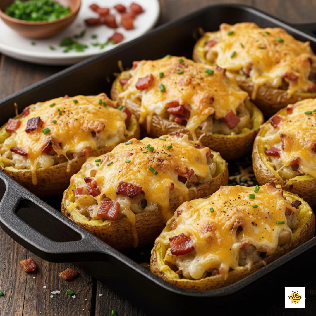 Pommes de Terre Farcies Gratinées au Bacon et Fromage