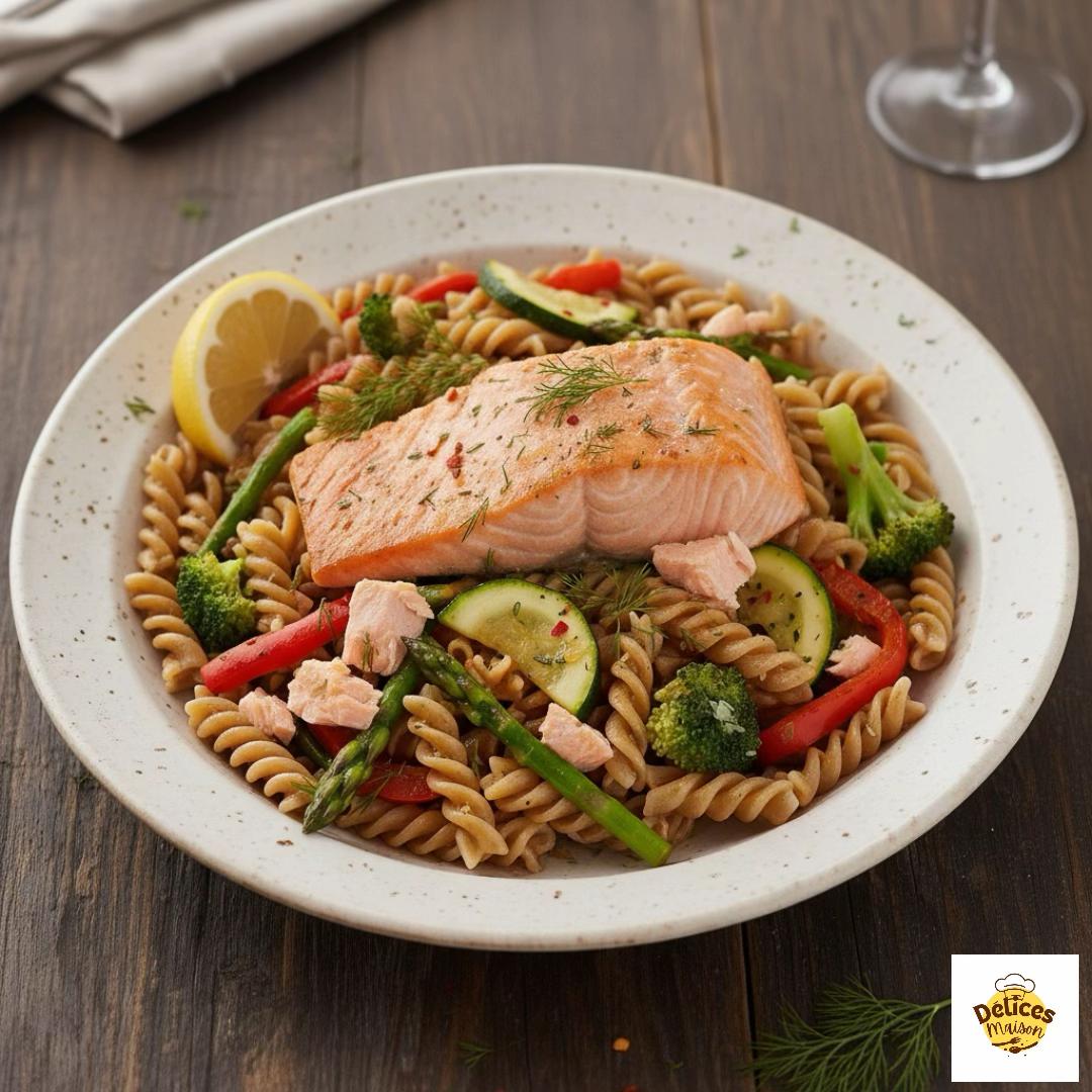Pâtes Complètes au Saumon et Légumes