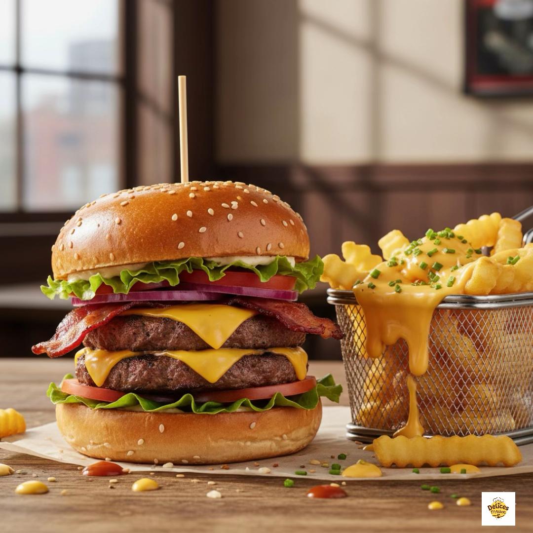 Burger Cheddar avec Frites Maison