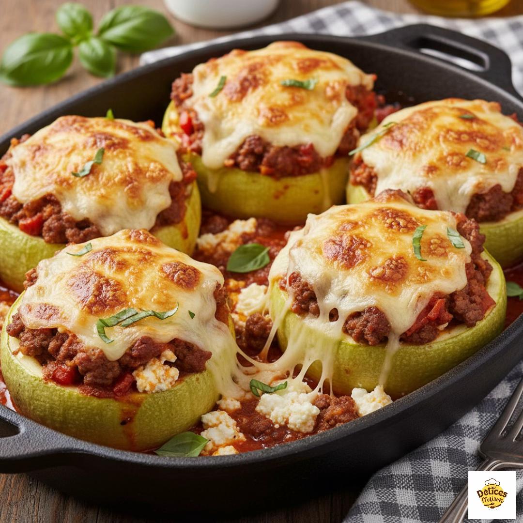 Calabacines rellenos de carne y ricotta