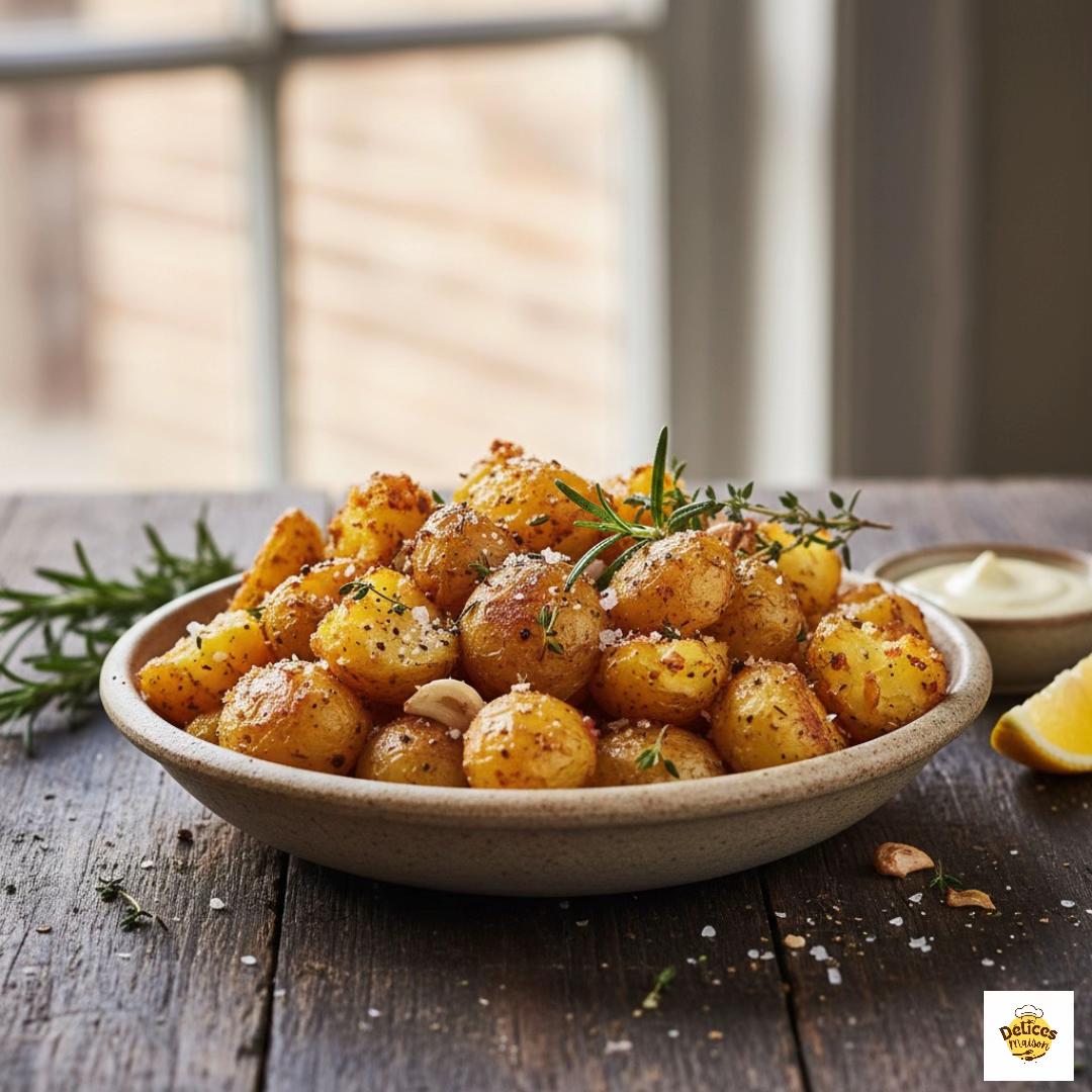 Papas de Tierra Écrasadas Rostizadas con Hierbas y Ajo Crocante