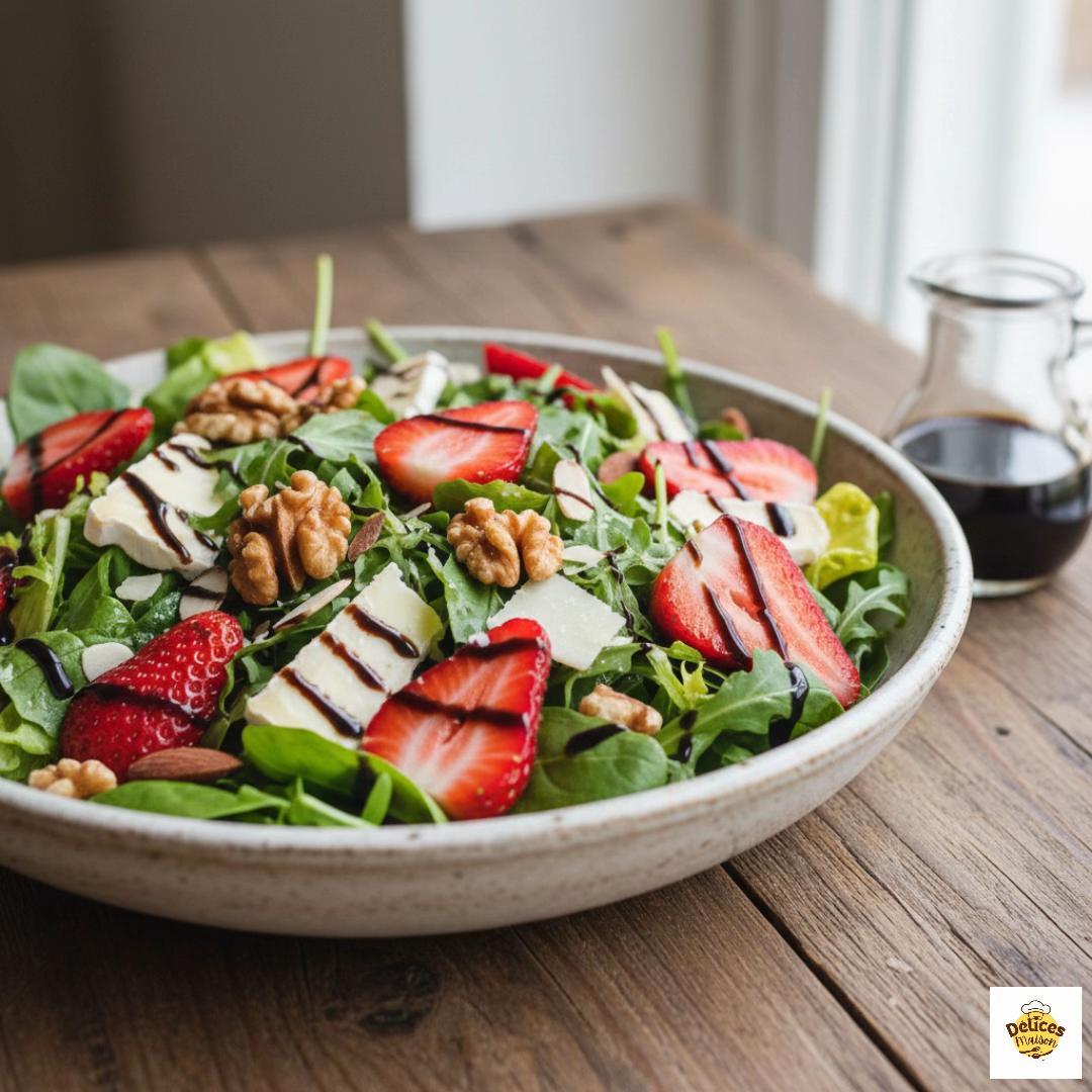 Salada Gourmet com Morangos, Brie e Nozes