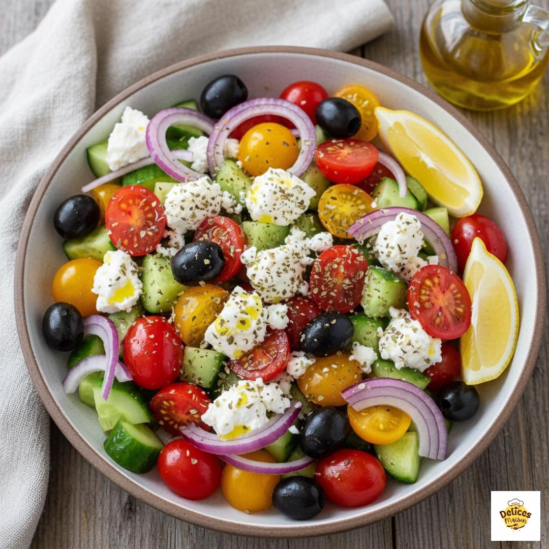 Salade Grecque aux Tomates Multicolores et Feta