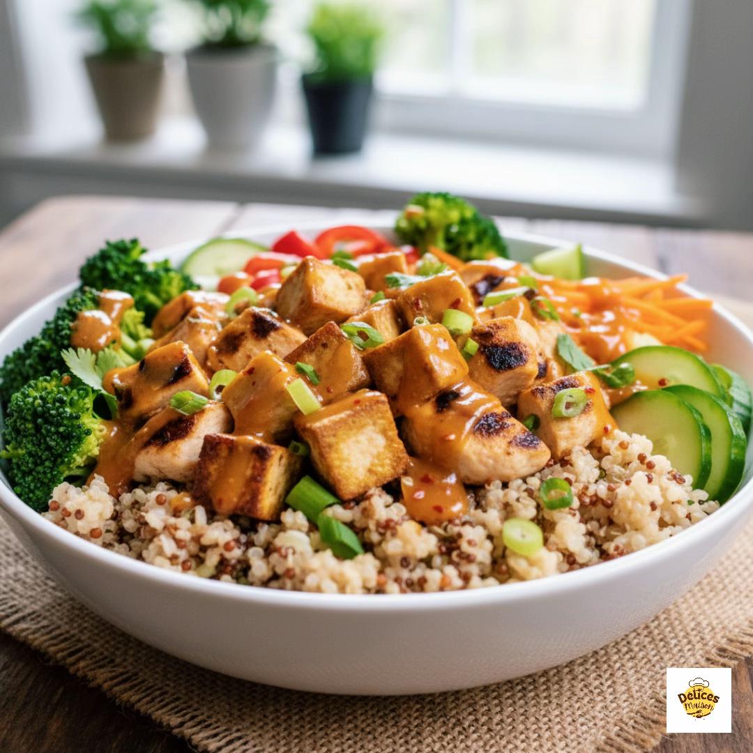 Bowl Gourmand Quinoa et Poulet Grillé à la Sauce Miel-Piment