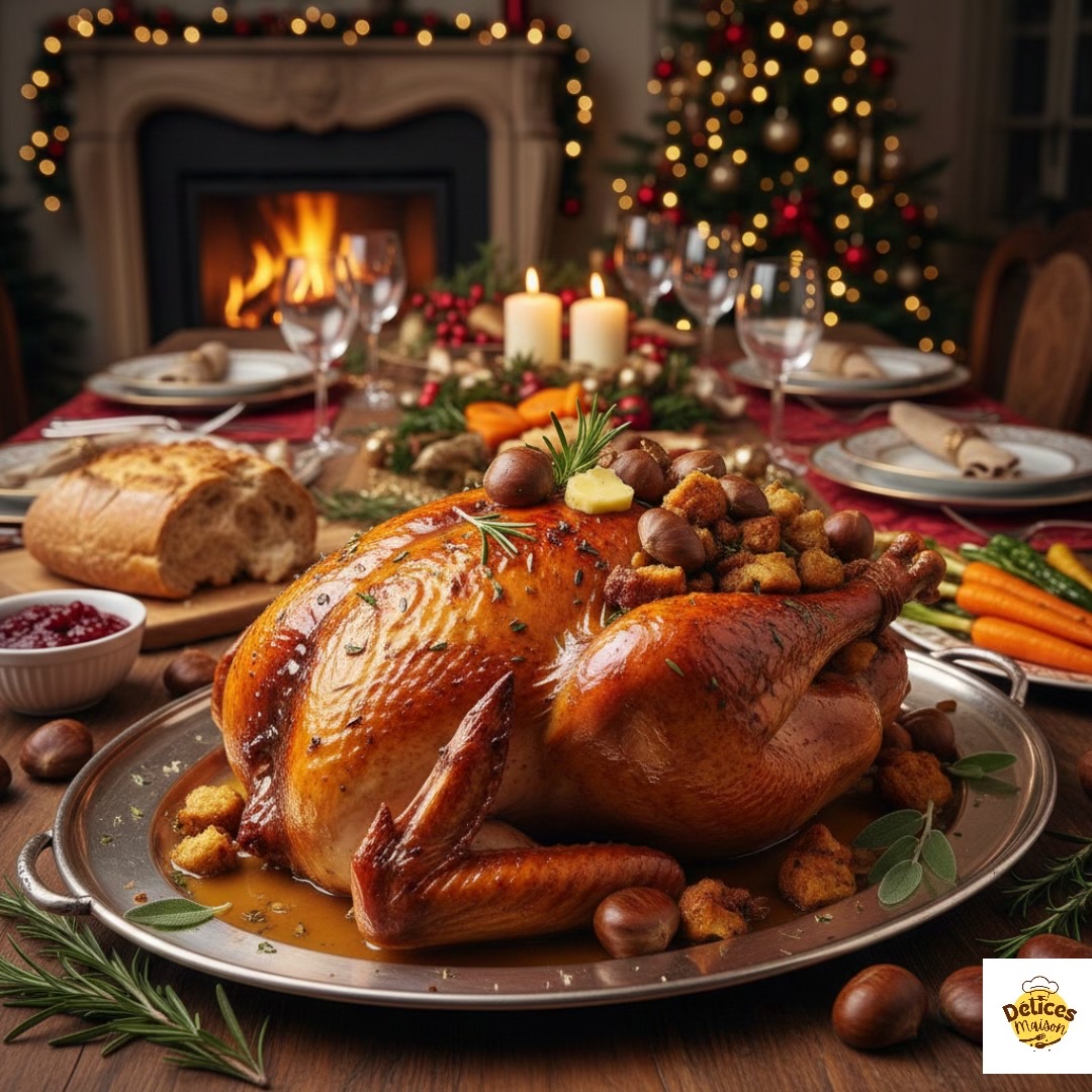 Roast Turkey with Chestnuts and Mushrooms, Christmas Recipe