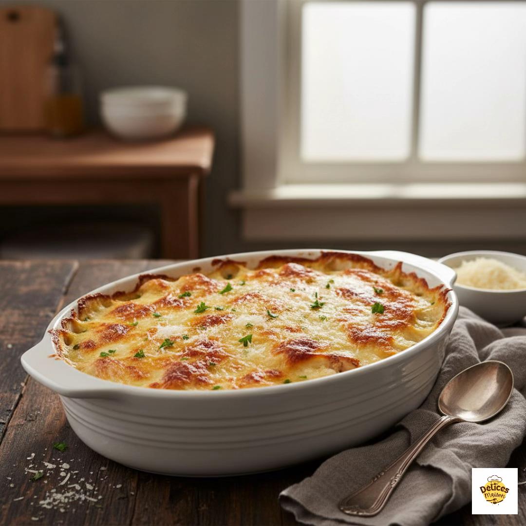 Gratin de Pollo a Tres Quesos