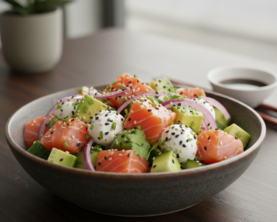 Fresh Salmon, Avocado, and Cream Cheese Tartare