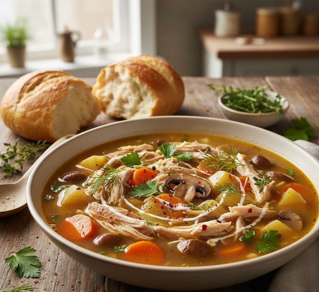 Canja Brasileira — Sopa Reconfortante de Frango Desfiado