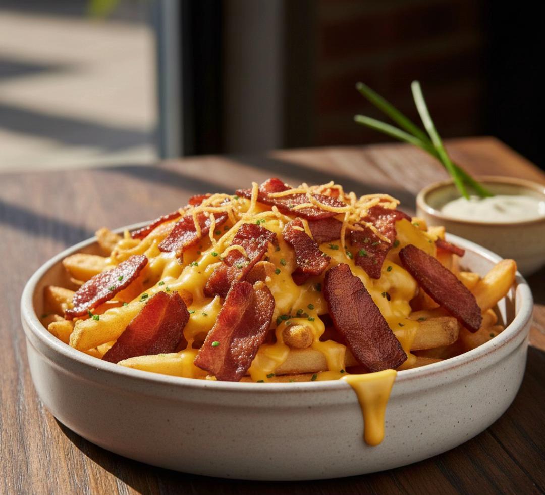 Cheesy Loaded Fries with Crispy Bacon