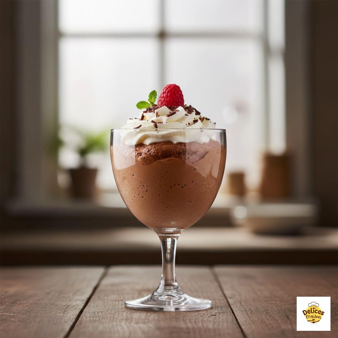 Dark Chocolate Mousse with Whipped Cream and Berries