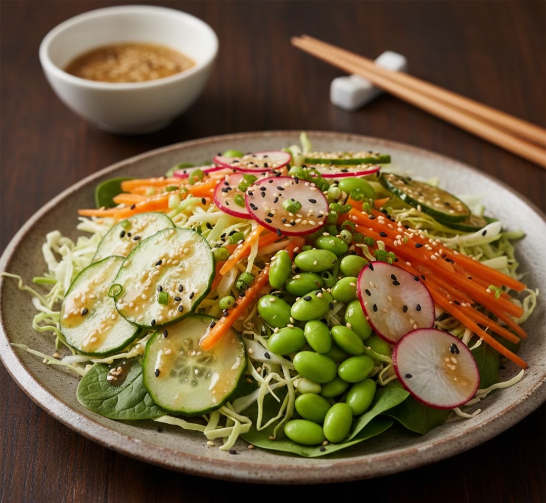 Salade Japonaise Croquante aux Haricots Verts et Sauce Sésame