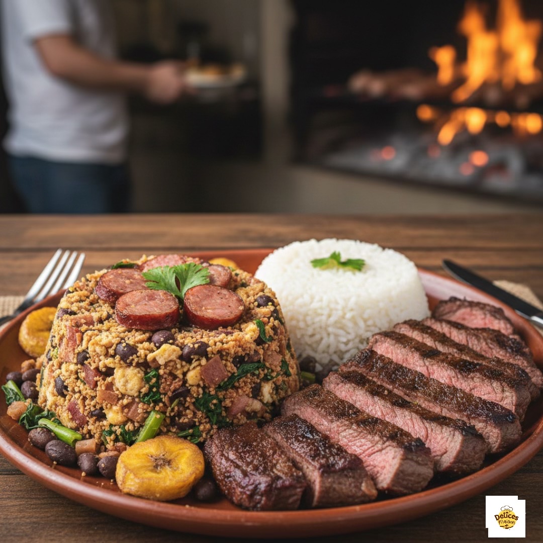 Feijão Tropeiro Brasileño al Churrasco y Plátano Plantain Dorado