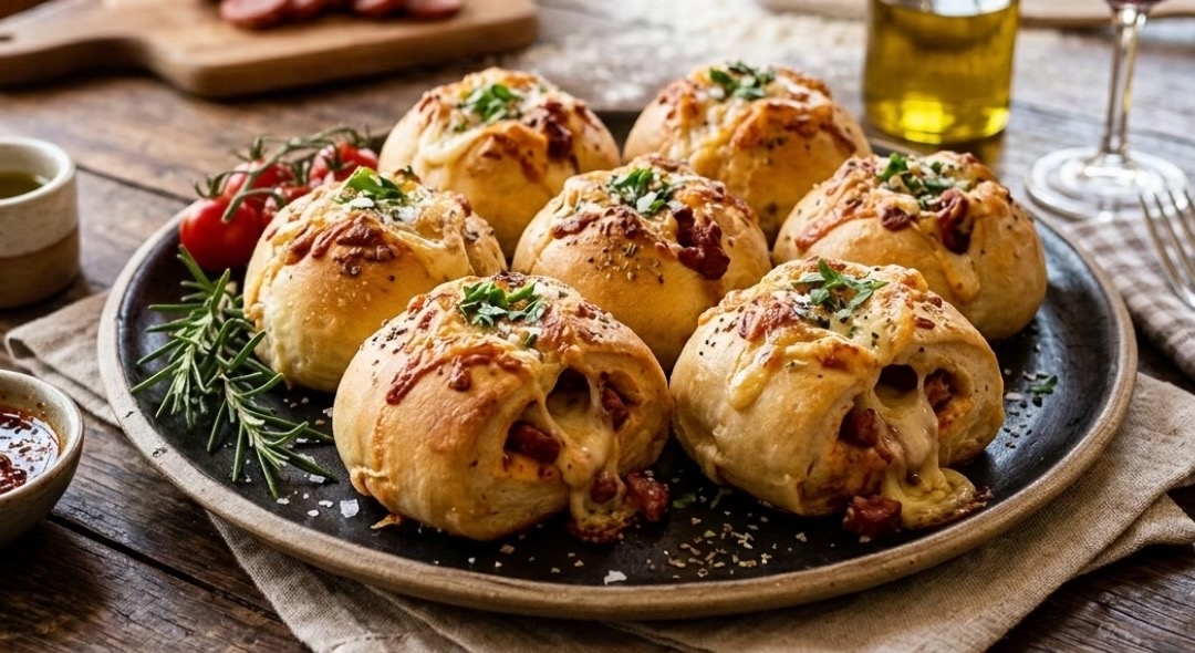 Stuffed Calabrese Cheese Bread Rolls