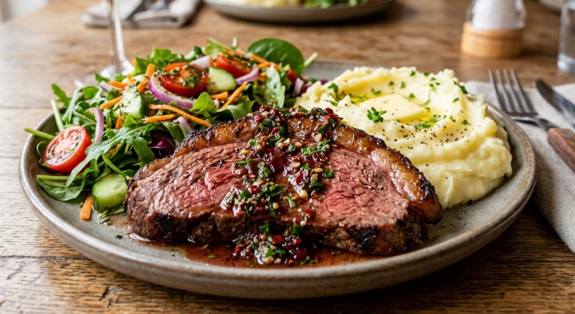 Seared Picanha Steak with Spices & Homemade Chimichurri