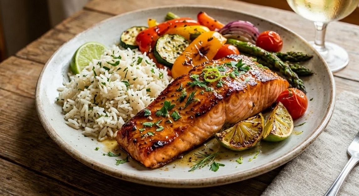 Honey, Lemon, and Garlic Glazed Salmon