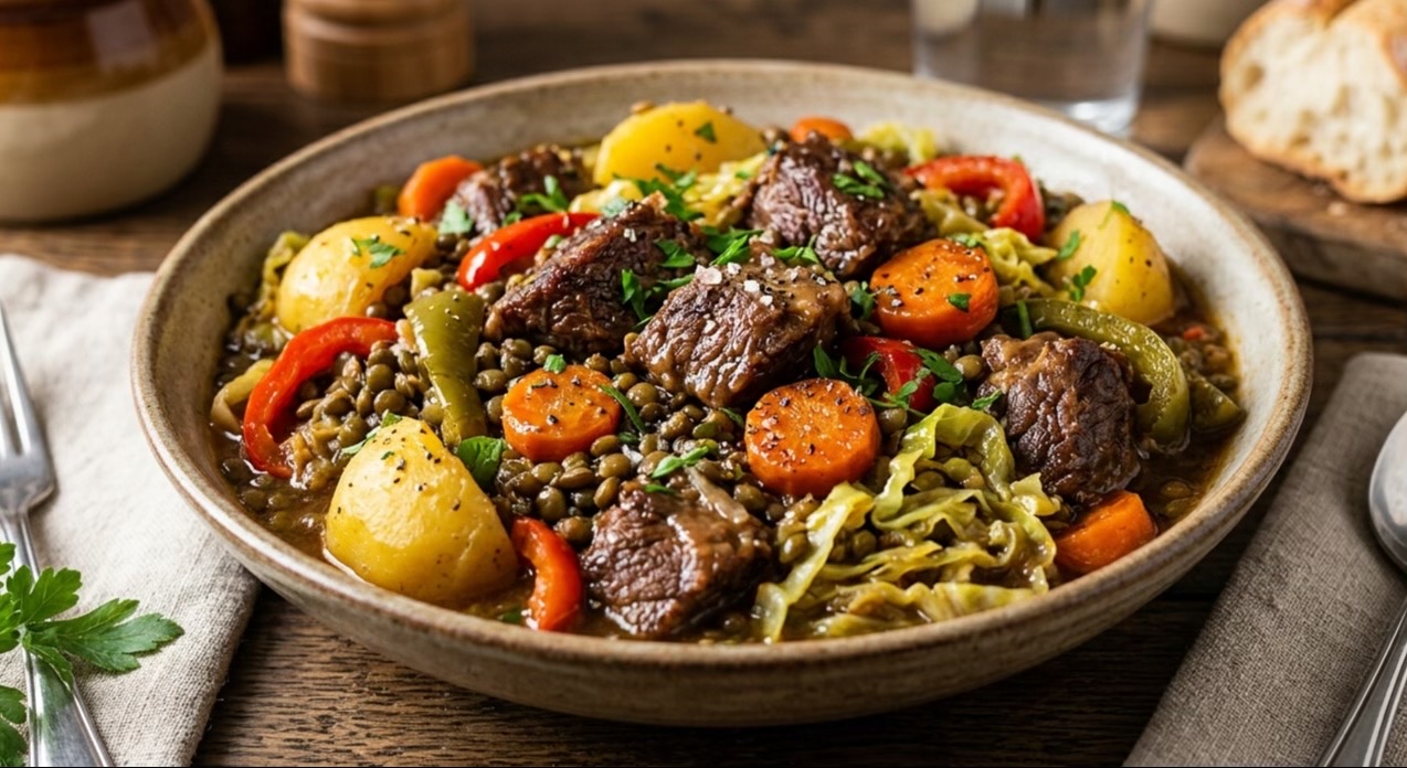 Beef, Lentil, and Root Vegetable Stew